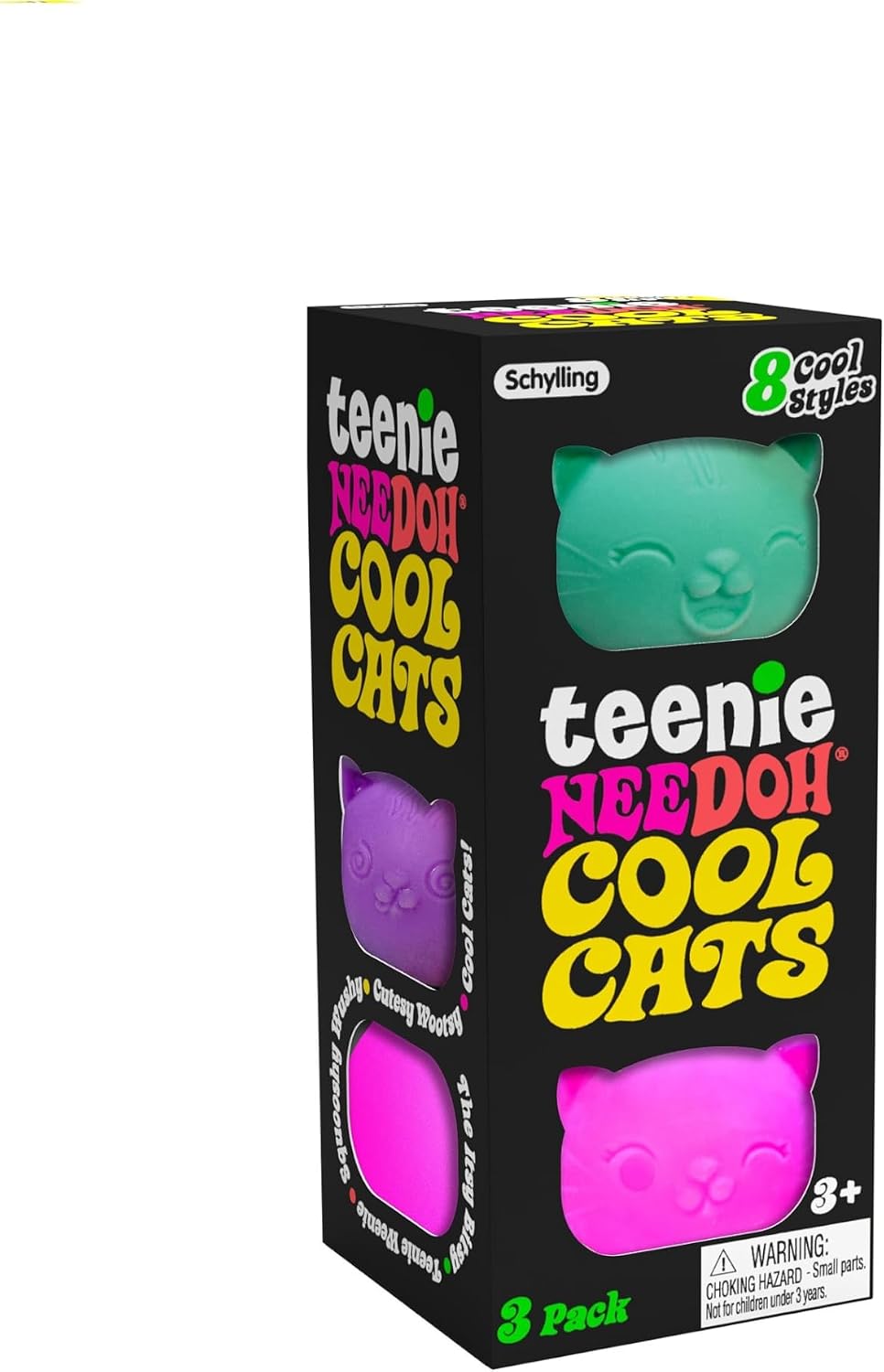 Schylling NeeDoh Teenie Cool Cat - Sensory Squeeze Toy - Contains 3 Mini Groovy Globs - 1.5 Wide - Color May Vary (Pack of 1) : Toys & Games