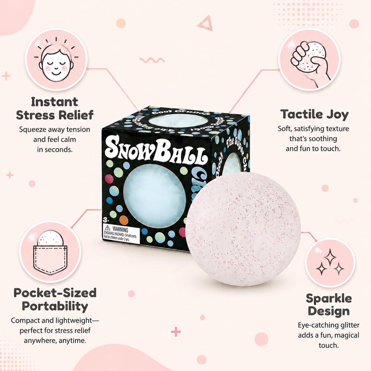 Snowball Stress Relief. Squeeze Fidget Ball for Adults.Slow Rise Portable Desk Ball.Relaxation & Daily Calm Gifts : Toys & Games - Image 2