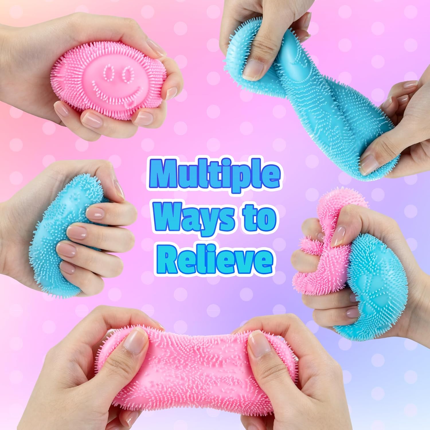 Fuzz Ball Squishy Stress Ball .Fuzzball Squishy .Soft Fidget Toy for Anxiety Relief. Sensory Squishy Ball Calming Tactile Grip for Soft Stress Relief Ball for Kids and Adults (Pink) : Toys & Games - Image 4