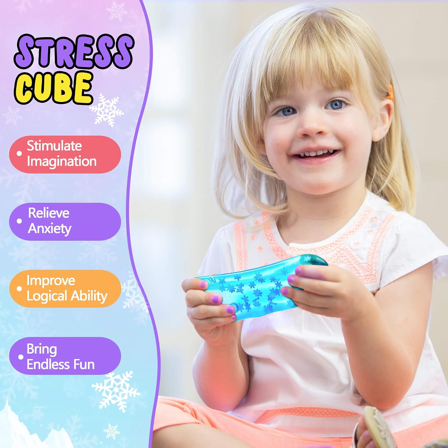Squishy Fidget Toys Adults Stress Cube - Glow in The Dark Snowflakes Sensory Toys for Kids with Autism Stress Balls for Kids Teens Squeeze Squishy Toys Easter Basket Stuffers : Toys & Games - Image 7