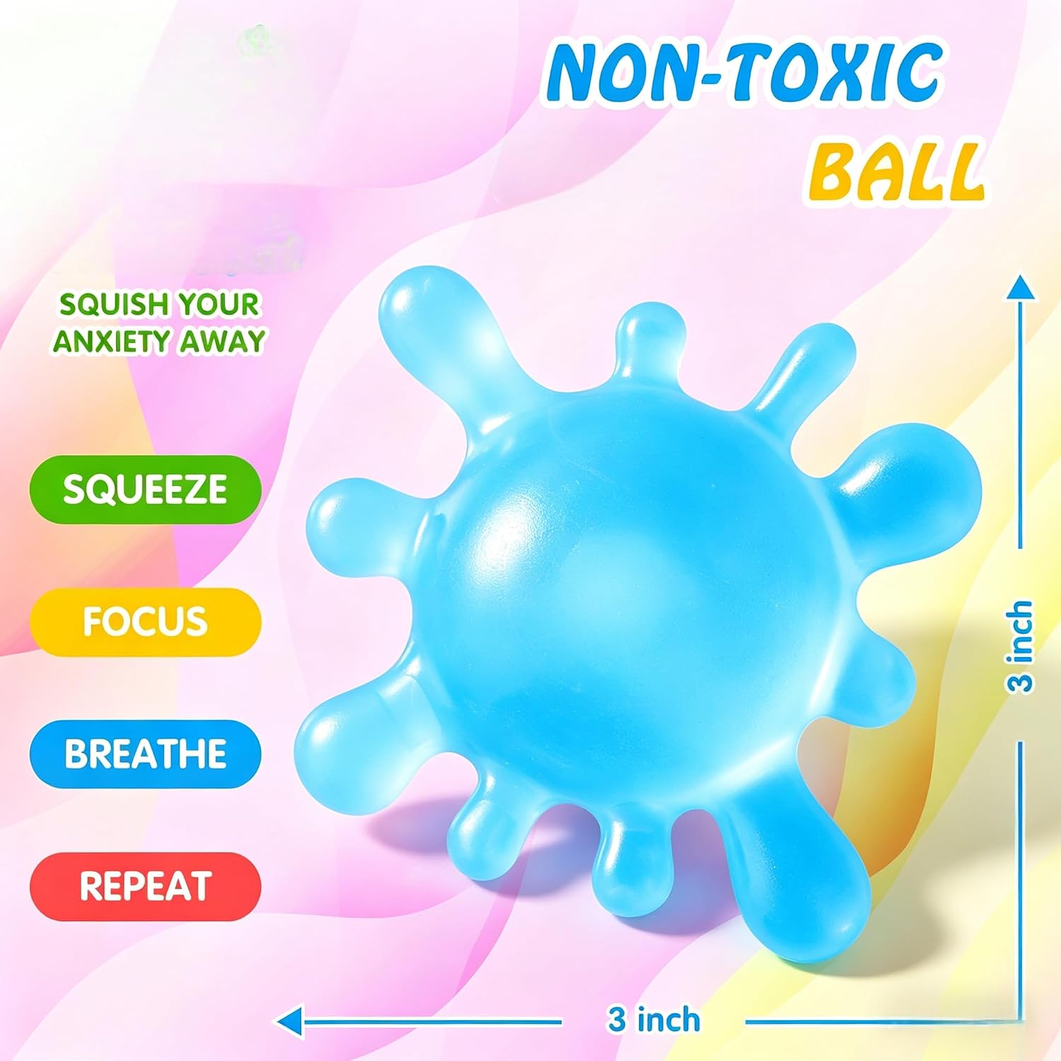 1 Pack Fidget Toys Stress Balls for Kids. Splat-Tastic Squishy Toy. Stress Splat Toy. Squishies Anxiety Stress Relief. Ice Squishy Stress Sensory Cube Malt Sugar Balls with Autism (Green) : Toys & Games - Image 3