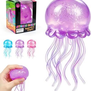 Jellyfish Squeeze Toy.2.16inch Jellyfish Squishy Malt Sugar Balls Filled Squishy Sensory Fidget Toy.Ultra Soft Moldable Slow Rise Stress Relief Toy for Adults Anxiety Relief(Purple) : Grocery & Gourmet Food