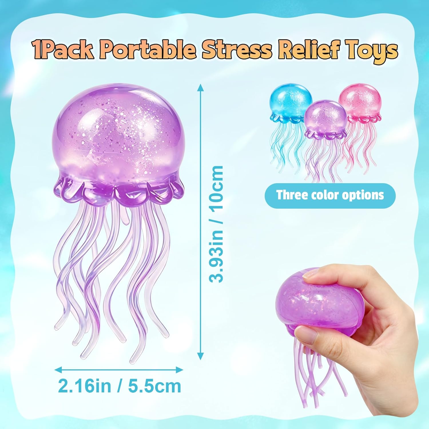 Jellyfish Squeeze Toy.2.16inch Jellyfish Squishy Malt Sugar Balls Filled Squishy Sensory Fidget Toy.Ultra Soft Moldable Slow Rise Stress Relief Toy for Adults Anxiety Relief(Purple) : Grocery & Gourmet Food - Image 2