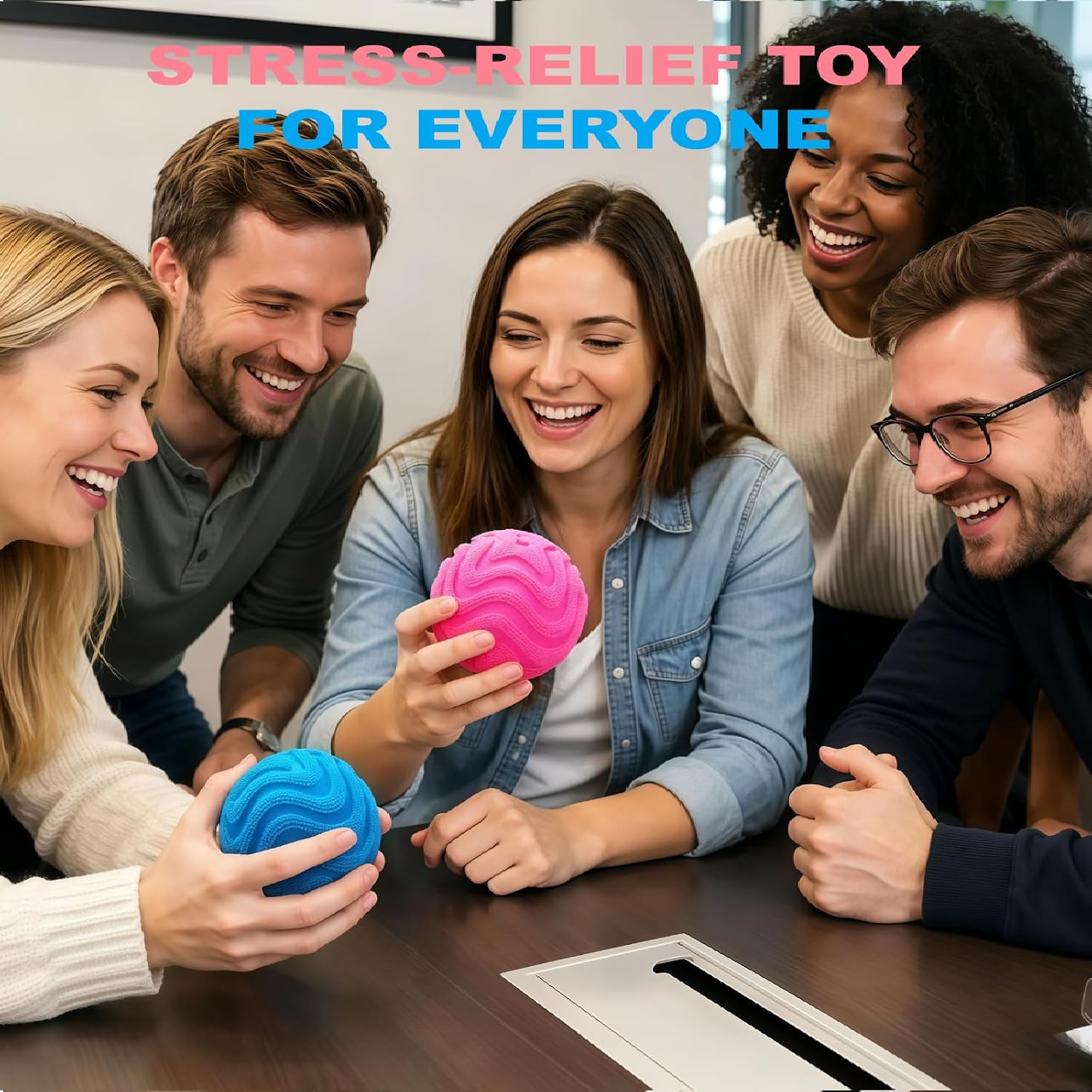 Fuzz Ball Squishy 2 Pcs. Squishy Fuzz Ball Soft Sensory Squeeze Toys. Stress Balls for Adults. Anxiety Stress Relief Fuzzball. Office Desk Decor (Pink & Blue) : Toys & Games - Image 2