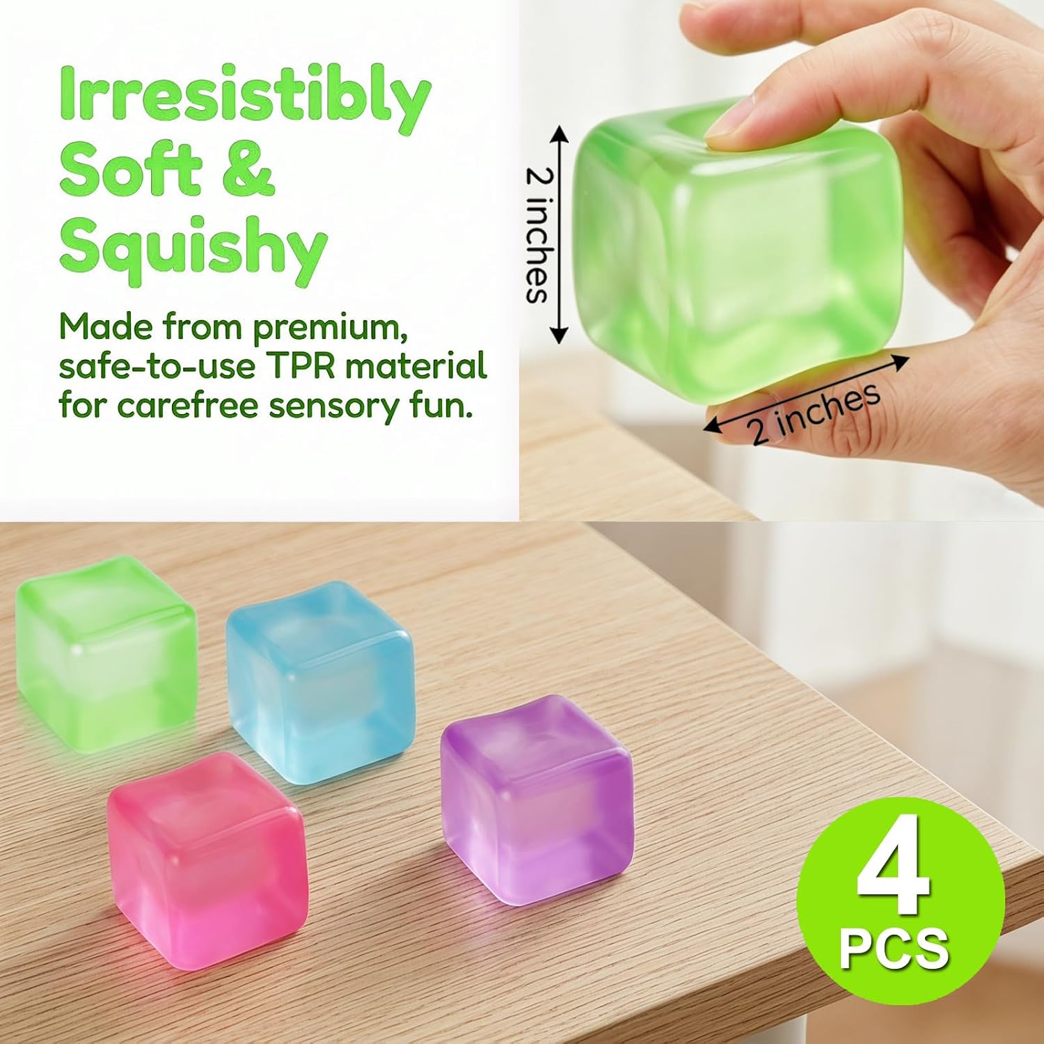 4 Pcs Stress Cube Glow in The Dark. Slow Rising Squishy Fidget Toys for Adults Teens Boys Girls Anxiety Relief Squeeze Stress Balls Sensory Toys for Kids with Autism Party Favors Gifts : Toys & Games - Image 7