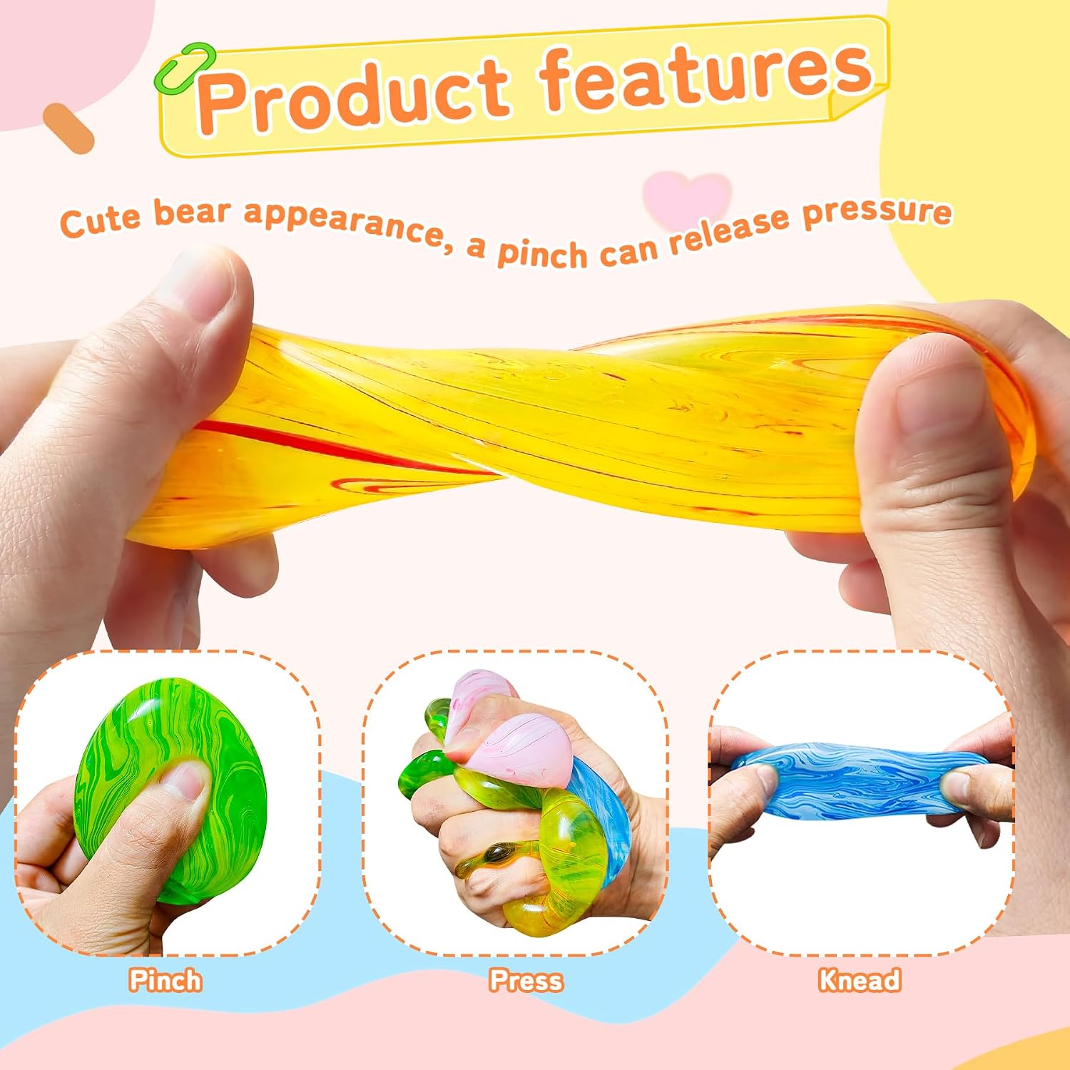 4Pack Easter Eggs Squishy Fidget Toys Squeeze Toys for Kids Girls Boys Colorful Marbled Squishy Balls Stress Balls Easter Egg Fillers Stress Relief Sensory Toys Anxiety Relief : Home & Kitchen - Image 3
