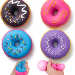 LovesTown 4PCS Donut Stress Ball - Artificial Donut Sensory Toys for Birthday Party Favors. Photo Props & Display : Toys & Games