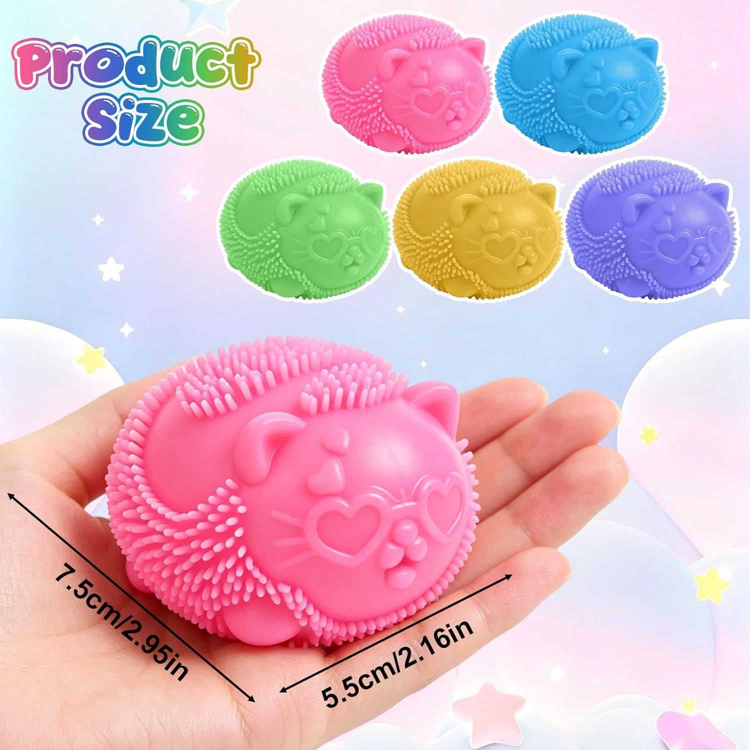 Cool Cat Squeeze Squishy. Cute Cat Stress Fuzz Ball. Slow Rise Sensory Fidget Balls.Sensory Stress Ball Relief (Blue) : Toys & Games - Image 7
