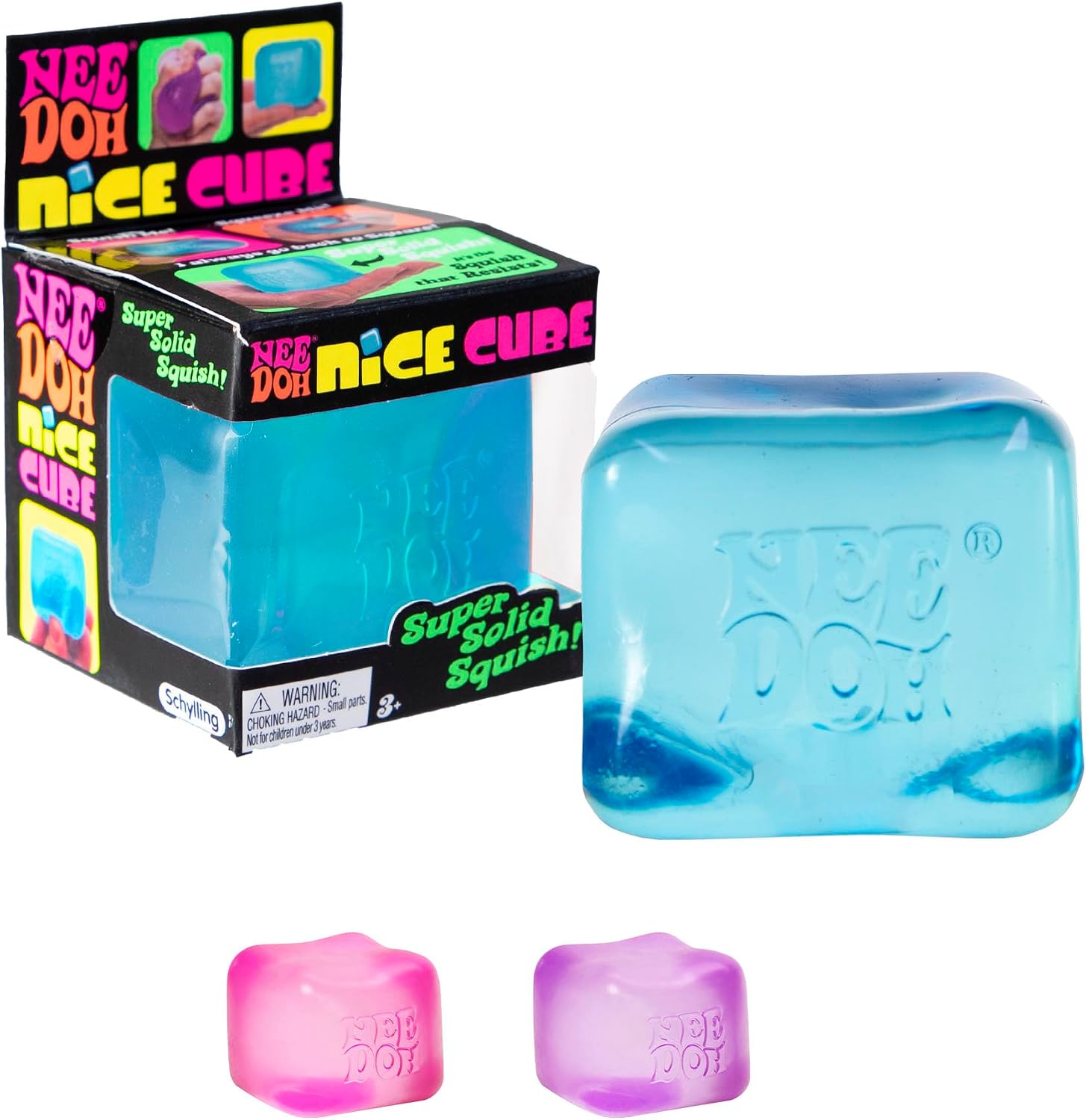 Schylling Needoh Nice Cube - Sensory Squeeze Toy with Super Solid Squish - 2.25 Cube - Colors May Vary (Pack of 1) - Bilingual Packaging : Toys & Games