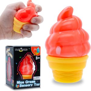 Stress Relief Ice Cream Cone Squishy Toy - Play GORO Nice Cream Sensory Squeeze Fidget Toy. Soft Anti-Anxiety Toy for Kids Adults ADHD Autism : Toys & Games