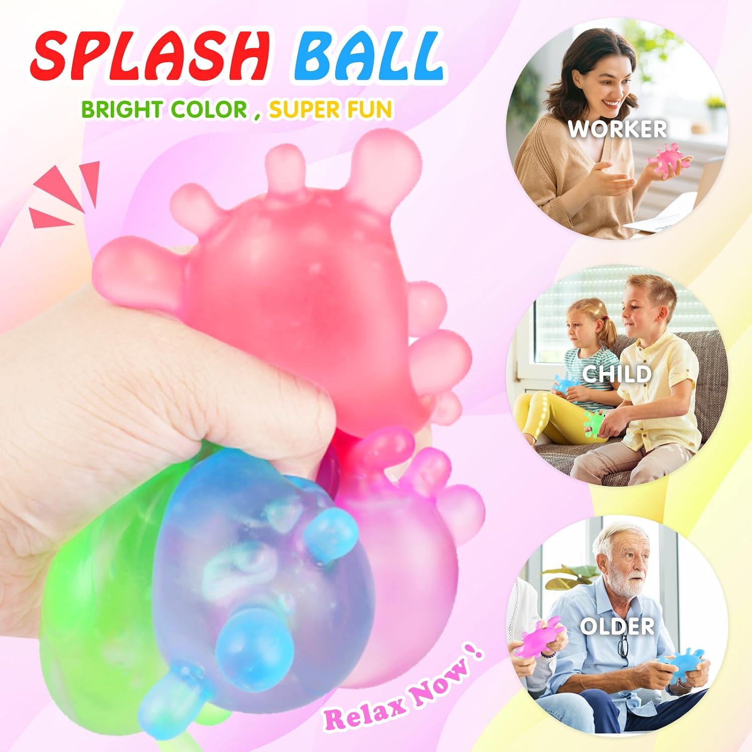 1 Pack Fidget Toys Stress Balls for Kids. Splat-Tastic Squishy Toy. Stress Splat Toy. Squishies Anxiety Stress Relief. Ice Squishy Stress Sensory Cube Malt Sugar Balls with Autism (Green) : Toys & Games - Image 2