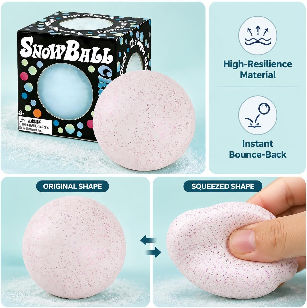 Snowball Stress Relief. Squeeze Fidget Ball for Adults.Slow Rise Portable Desk Ball.Relaxation & Daily Calm Gifts : Toys & Games - Image 4