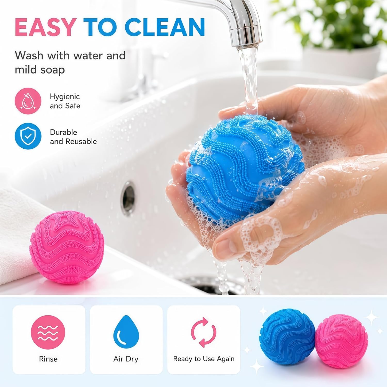 Fuzz Ball Squishy 2 Pcs. Squishy Fuzz Ball Soft Sensory Squeeze Toys. Stress Balls for Adults. Anxiety Stress Relief Fuzzball. Office Desk Decor (Pink & Blue) : Toys & Games - Image 4