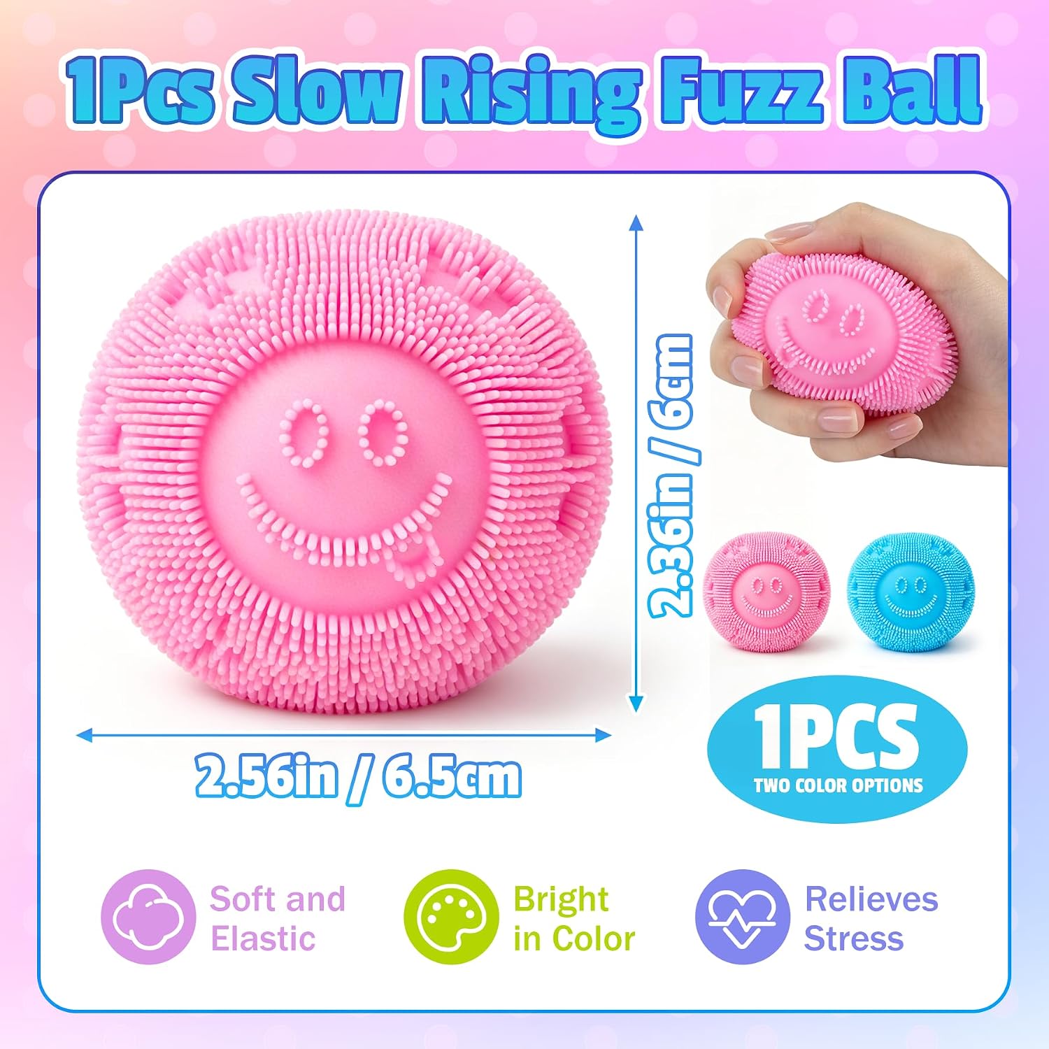 Fuzz Ball Squishy Stress Ball .Fuzzball Squishy .Soft Fidget Toy for Anxiety Relief. Sensory Squishy Ball Calming Tactile Grip for Soft Stress Relief Ball for Kids and Adults (Pink) : Toys & Games - Image 2