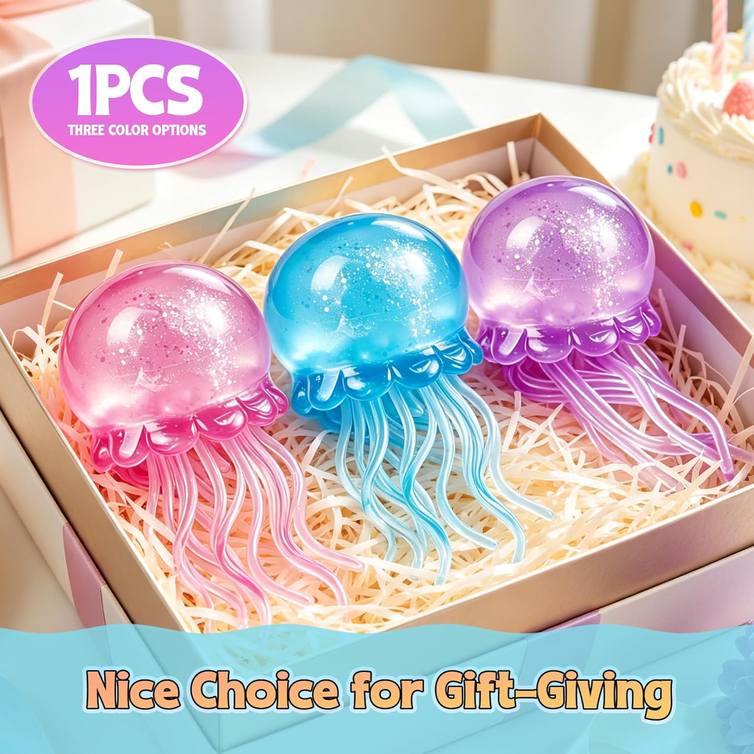 Jellyfish Squeeze Toy.2.16inch Jellyfish Squishy Malt Sugar Balls Filled Squishy Sensory Fidget Toy.Ultra Soft Moldable Slow Rise Stress Relief Toy for Adults Anxiety Relief(Purple) : Grocery & Gourmet Food - Image 7