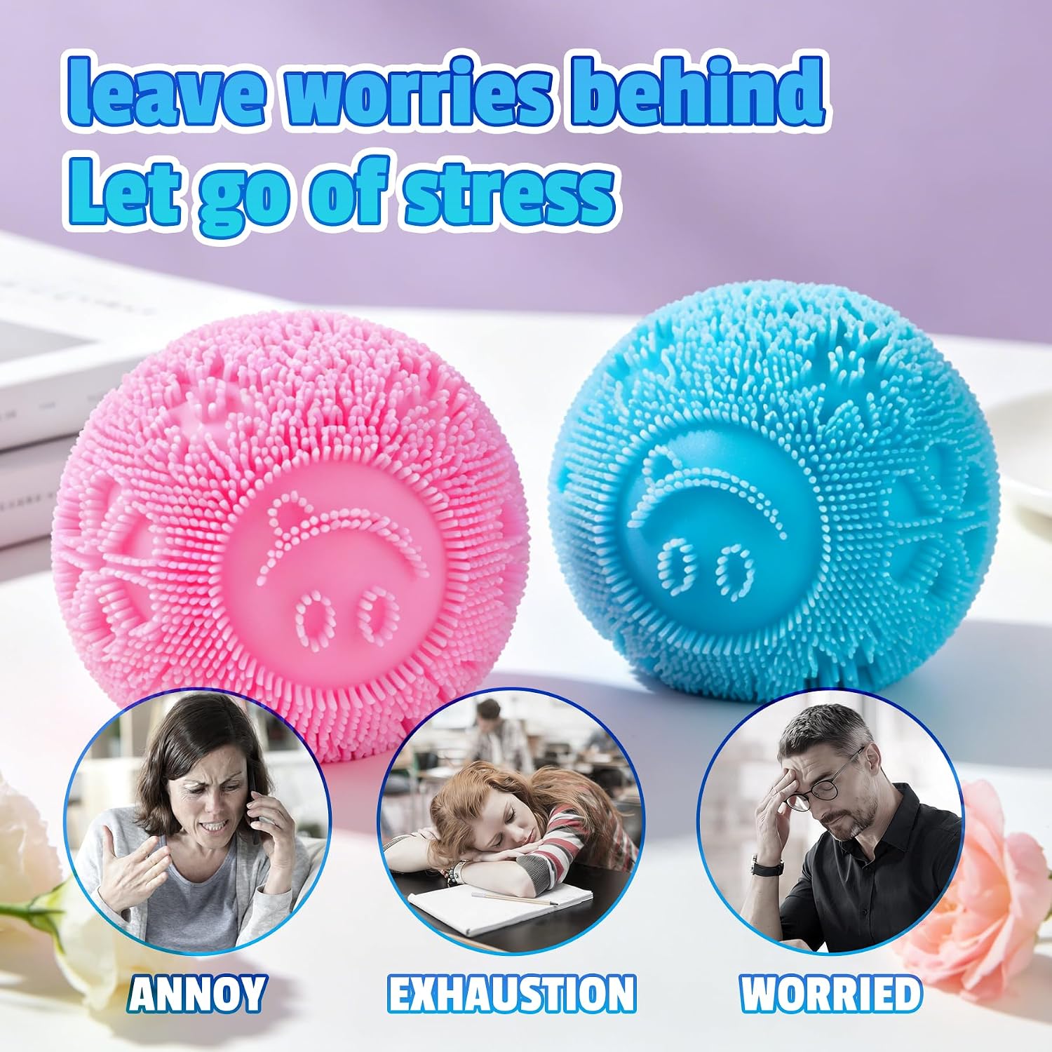 Fuzz Ball Squishy Stress Ball .Fuzzball Squishy .Soft Fidget Toy for Anxiety Relief. Sensory Squishy Ball Calming Tactile Grip for Soft Stress Relief Ball for Kids and Adults (Pink) : Toys & Games - Image 6