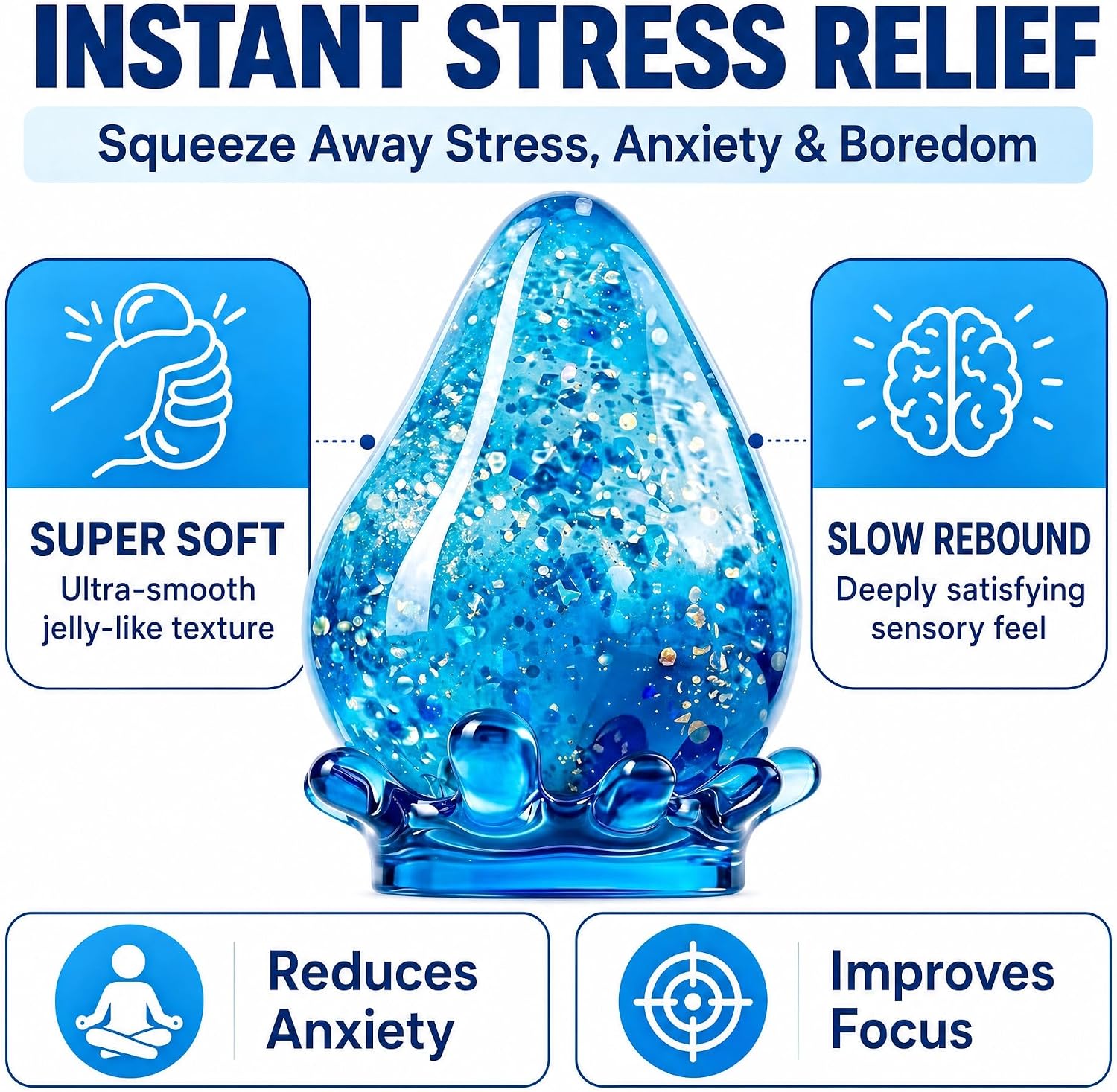 Squishy Stress Ball. Soft Squeeze Fidget Toy for Kids & Adults. Sensory Anxiety Relief Toy. Stretchy Durable Hand Toy for Relaxation. Party Favors & Everyday Play : Toys & Games - Image 3