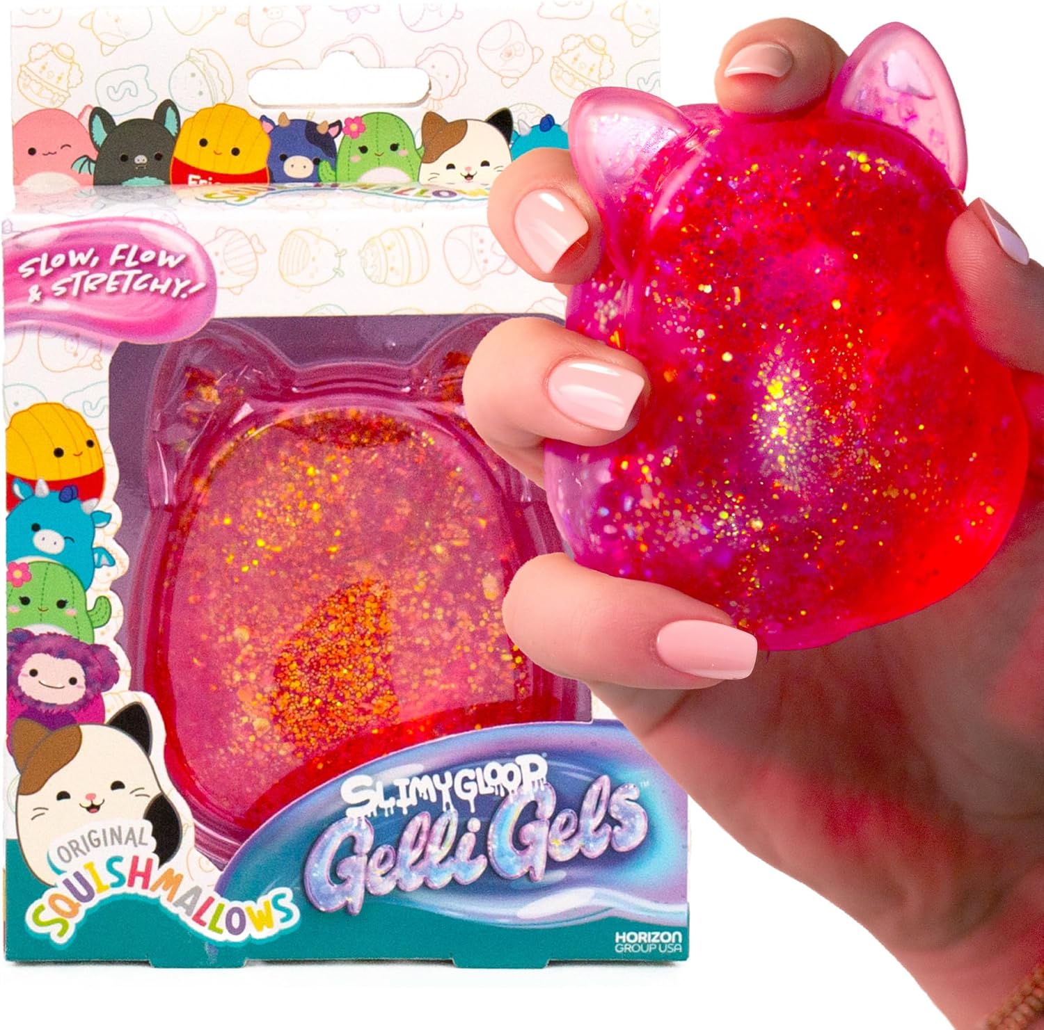 Original Squishmallows? SLIMYGLOOP Pink Gelli Gels?. Slow Rising Sensory Squeeze Toy with Glitter. Gel Filled Fidget Toys : Toys & Games