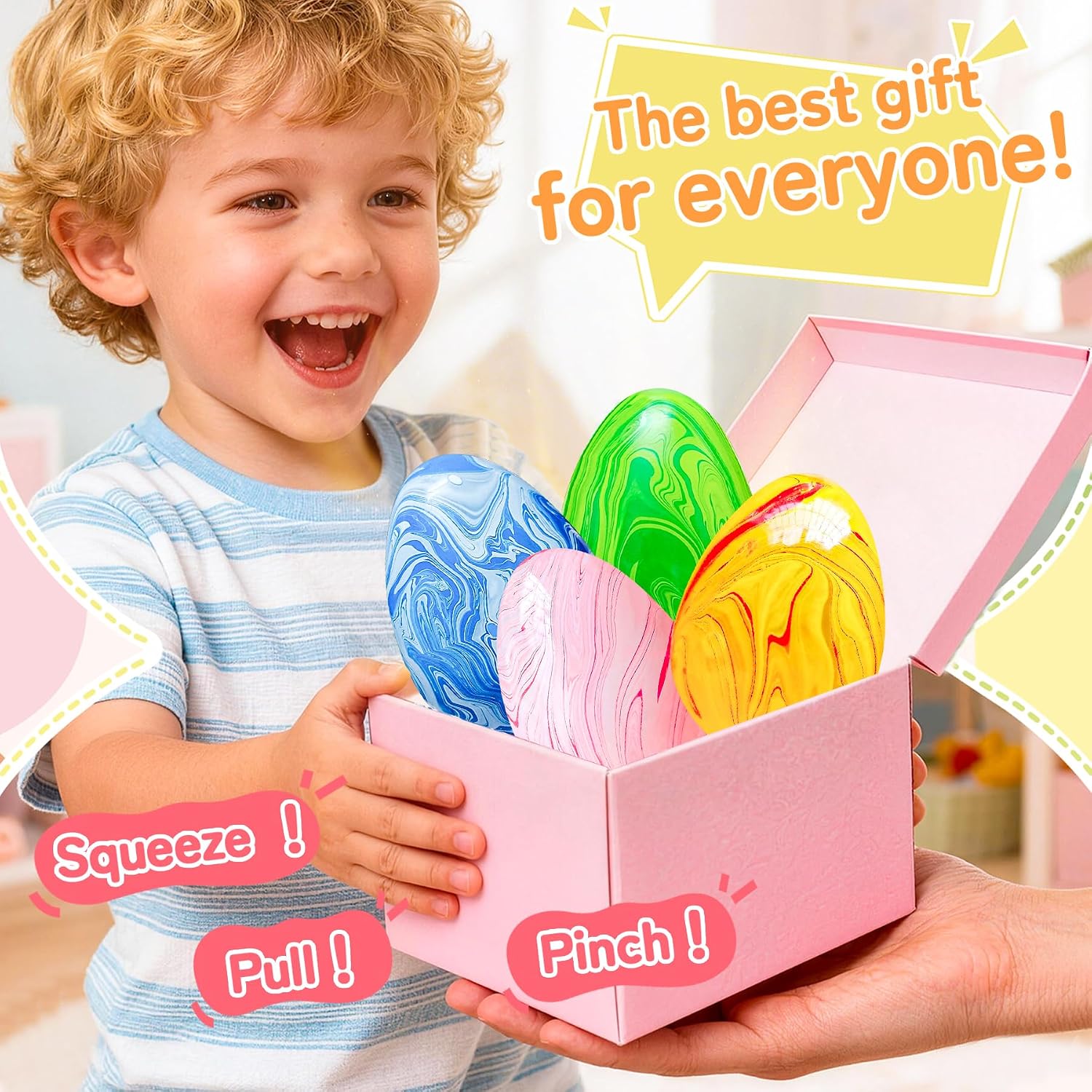 4Pack Easter Eggs Squishy Fidget Toys Squeeze Toys for Kids Girls Boys Colorful Marbled Squishy Balls Stress Balls Easter Egg Fillers Stress Relief Sensory Toys Anxiety Relief : Home & Kitchen - Image 5
