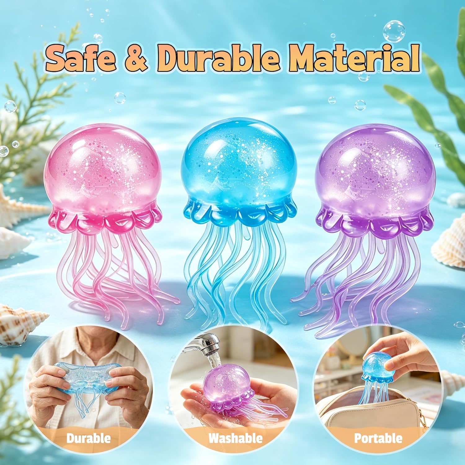 Jellyfish Squeeze Toy.2.16inch Jellyfish Squishy Malt Sugar Balls Filled Squishy Sensory Fidget Toy.Ultra Soft Moldable Slow Rise Stress Relief Toy for Adults Anxiety Relief(Purple) : Grocery & Gourmet Food - Image 3