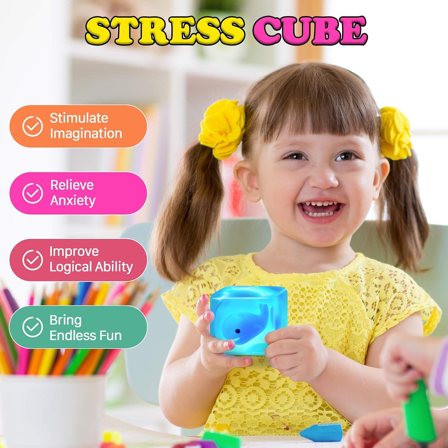 Stress Cube Squishy Fidget Toys Kids Adults - Glow in The Dark Whale Squish Toy Sensory Toys for Kids with Autism Stress Balls for Kids Squeeze Toys for Anxiety Stress Relief Easter Basket Stuffers : Toys & Games - Image 7