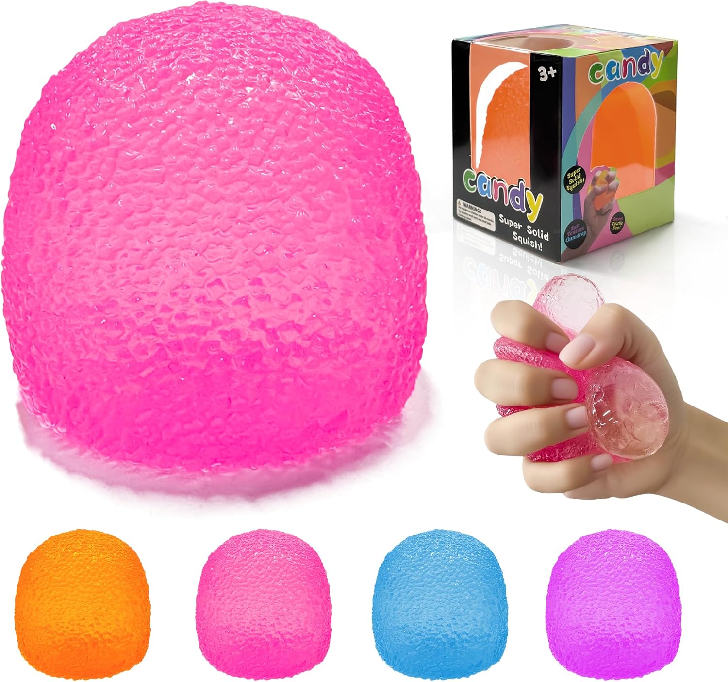 Stress Balls-Gumdrop Squishy Stress for Kids and Adults. Super Solid Squeeze Ball. Sensory for Stress Relief. Birthday. Easter Basket Stuffers and Party Favors(Pink) : Toys & Games
