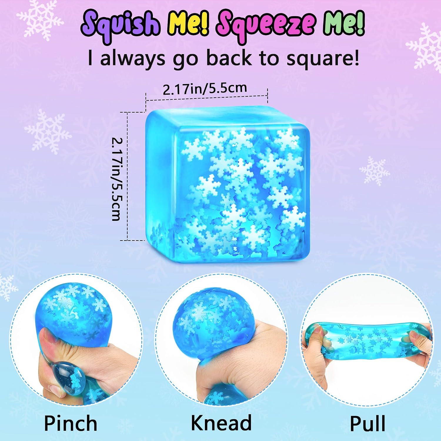 Squishy Fidget Toys Adults Stress Cube - Glow in The Dark Snowflakes Sensory Toys for Kids with Autism Stress Balls for Kids Teens Squeeze Squishy Toys Easter Basket Stuffers : Toys & Games - Image 5