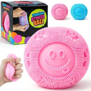Fuzz Ball Squishy Stress Ball  .Fuzzball Squishy .Soft Fidget Toy for Anxiety Relief. Sensory Squishy Ball Calming Tactile Grip for Soft Stress Relief Ball for Kids and Adults (Pink) : Toys & Games