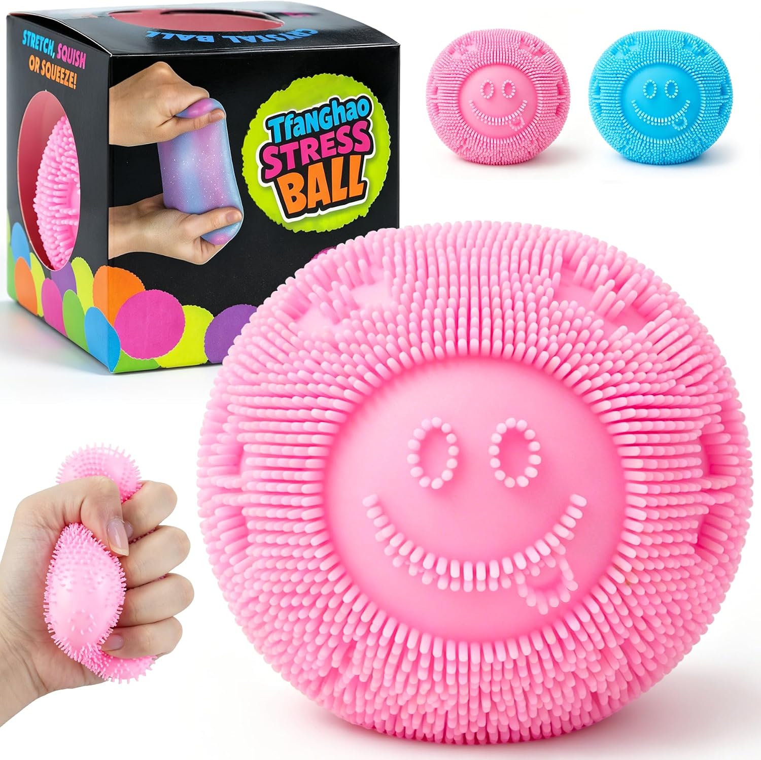Fuzz Ball Squishy Stress Ball .Fuzzball Squishy .Soft Fidget Toy for Anxiety Relief. Sensory Squishy Ball Calming Tactile Grip for Soft Stress Relief Ball for Kids and Adults (Pink) : Toys & Games