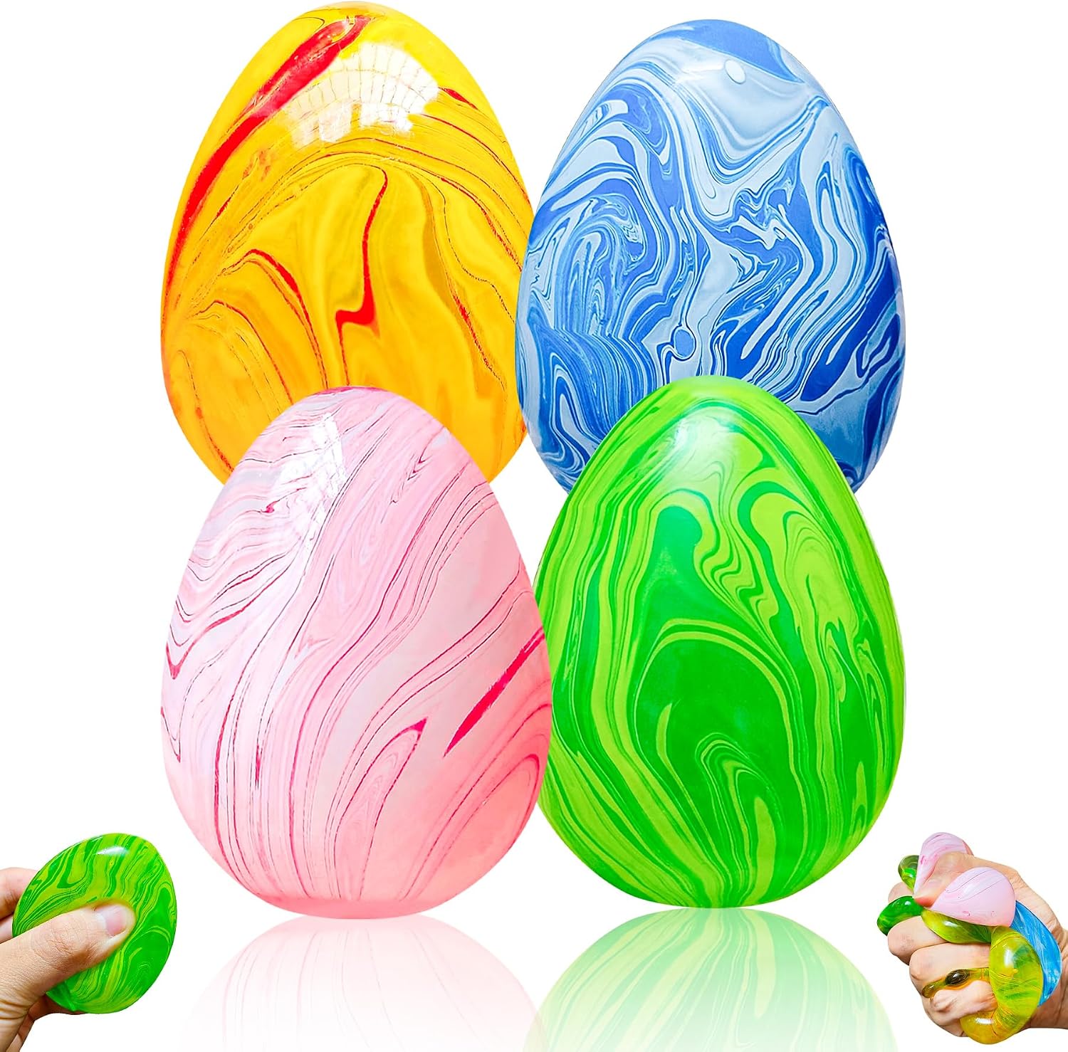 4Pack Easter Eggs Squishy Fidget Toys Squeeze Toys for Kids Girls Boys Colorful Marbled Squishy Balls Stress Balls Easter Egg Fillers Stress Relief Sensory Toys Anxiety Relief : Home & Kitchen