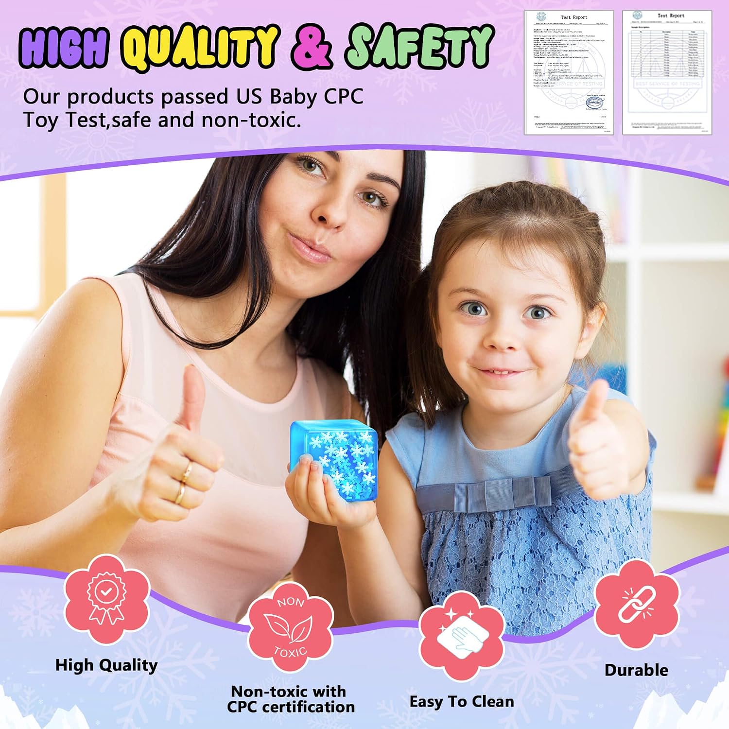 Squishy Fidget Toys Adults Stress Cube - Glow in The Dark Snowflakes Sensory Toys for Kids with Autism Stress Balls for Kids Teens Squeeze Squishy Toys Easter Basket Stuffers : Toys & Games - Image 6