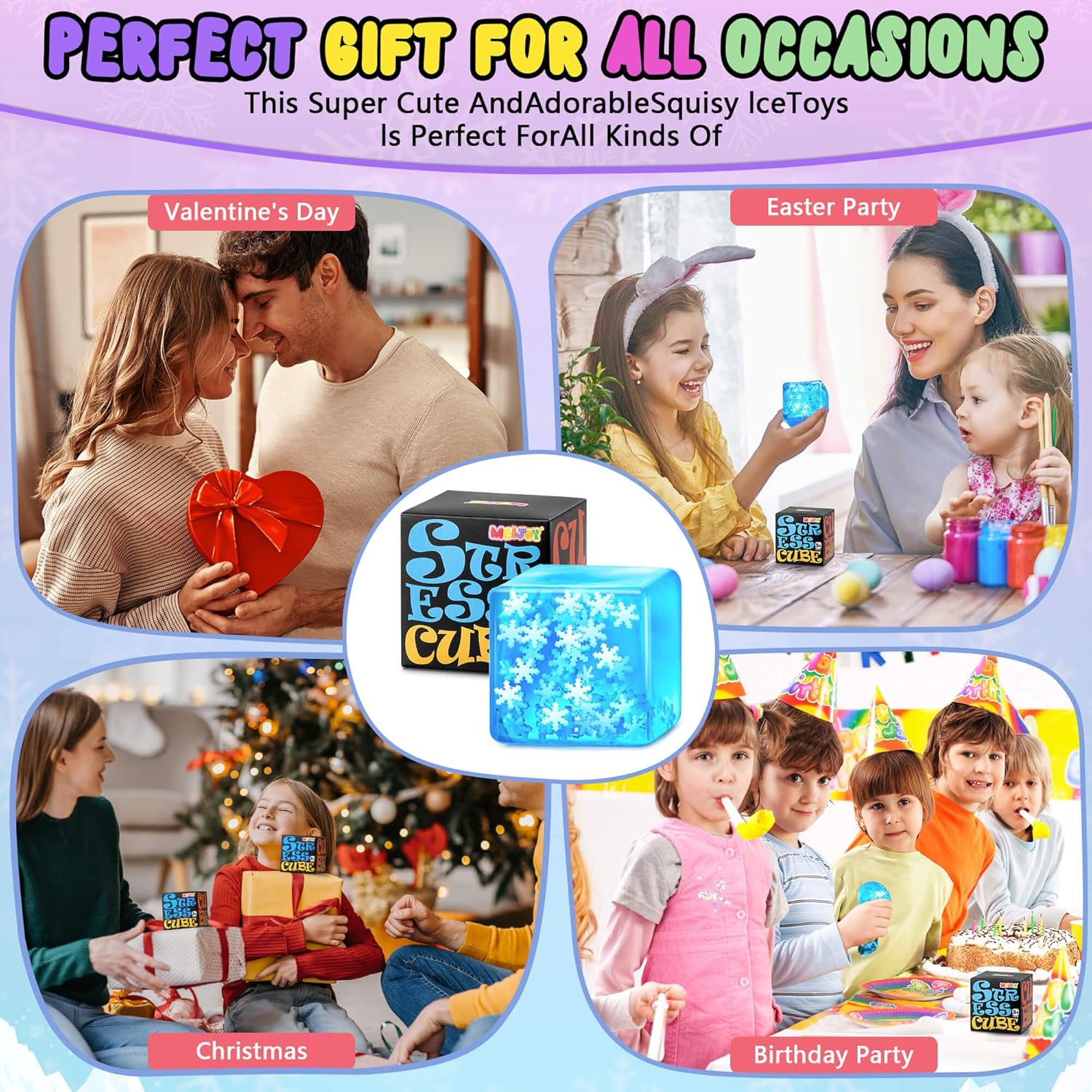 Squishy Fidget Toys Adults Stress Cube - Glow in The Dark Snowflakes Sensory Toys for Kids with Autism Stress Balls for Kids Teens Squeeze Squishy Toys Easter Basket Stuffers : Toys & Games - Image 8
